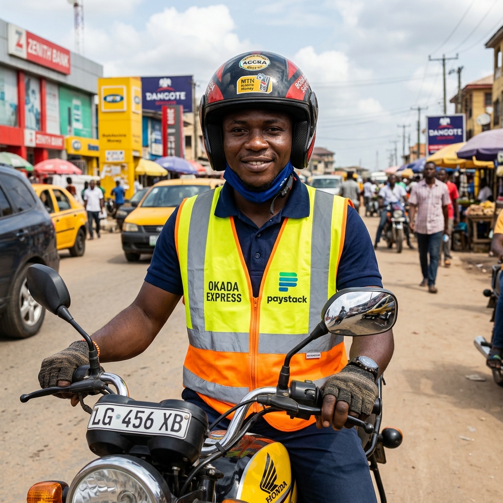 Conducteur de moto-taxi avec un casque de sécurité jaune vif